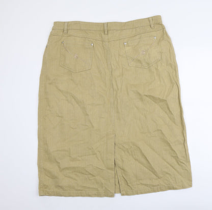 Fashion Debut Womens Brown Cotton A-Line Skirt Size 41 in Button