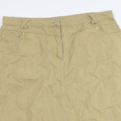 Fashion Debut Womens Brown Cotton A-Line Skirt Size 41 in Button