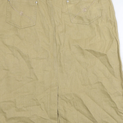 Fashion Debut Womens Brown Cotton A-Line Skirt Size 41 in Button