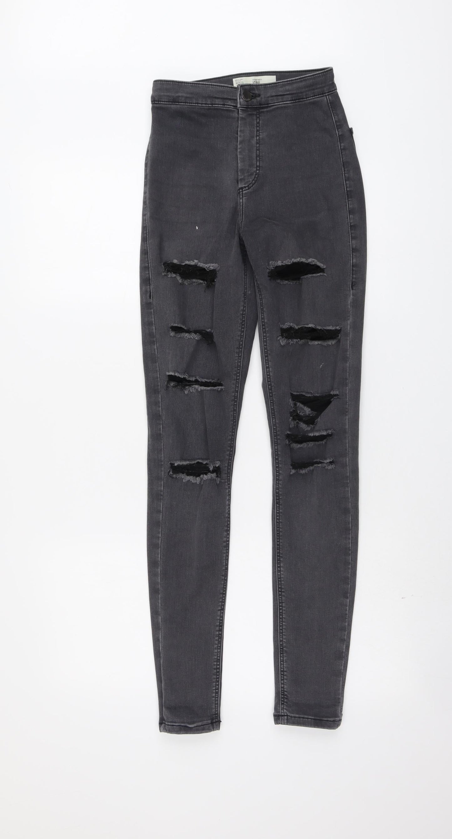 Topshop Womens Grey Cotton Skinny Jeans Size 26 in L30 in Regular Button