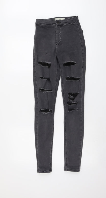 Topshop Womens Grey Cotton Skinny Jeans Size 26 in L30 in Regular Button