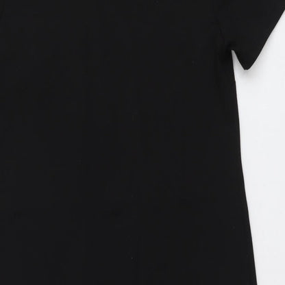 New Look Womens Black Colourblock Polyester T-Shirt Dress Size 8 Round Neck Pullover