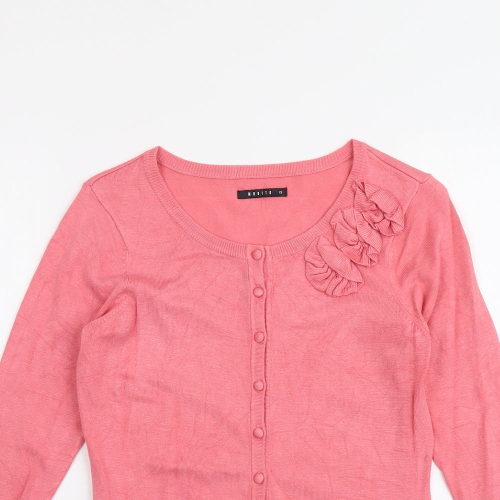 Womens UK Size XS Mohito Pink Cardigan Jumper