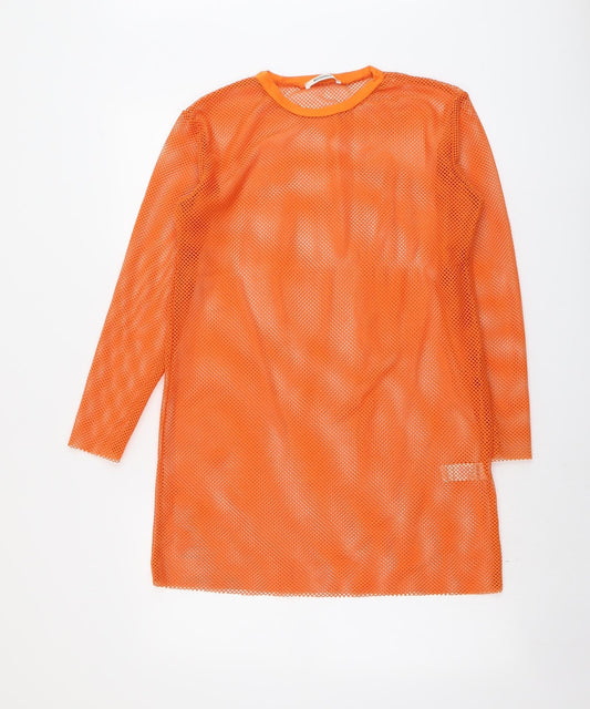 Womens UK Size 4 Missguided Orange Tunic Blouse
