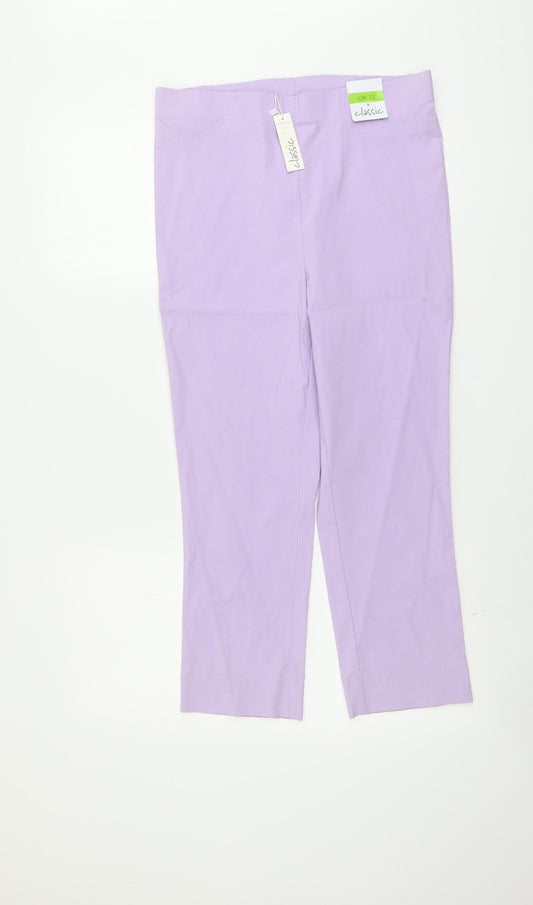Classic Womens Purple Viscose Trousers Size 12 L23 in Regular