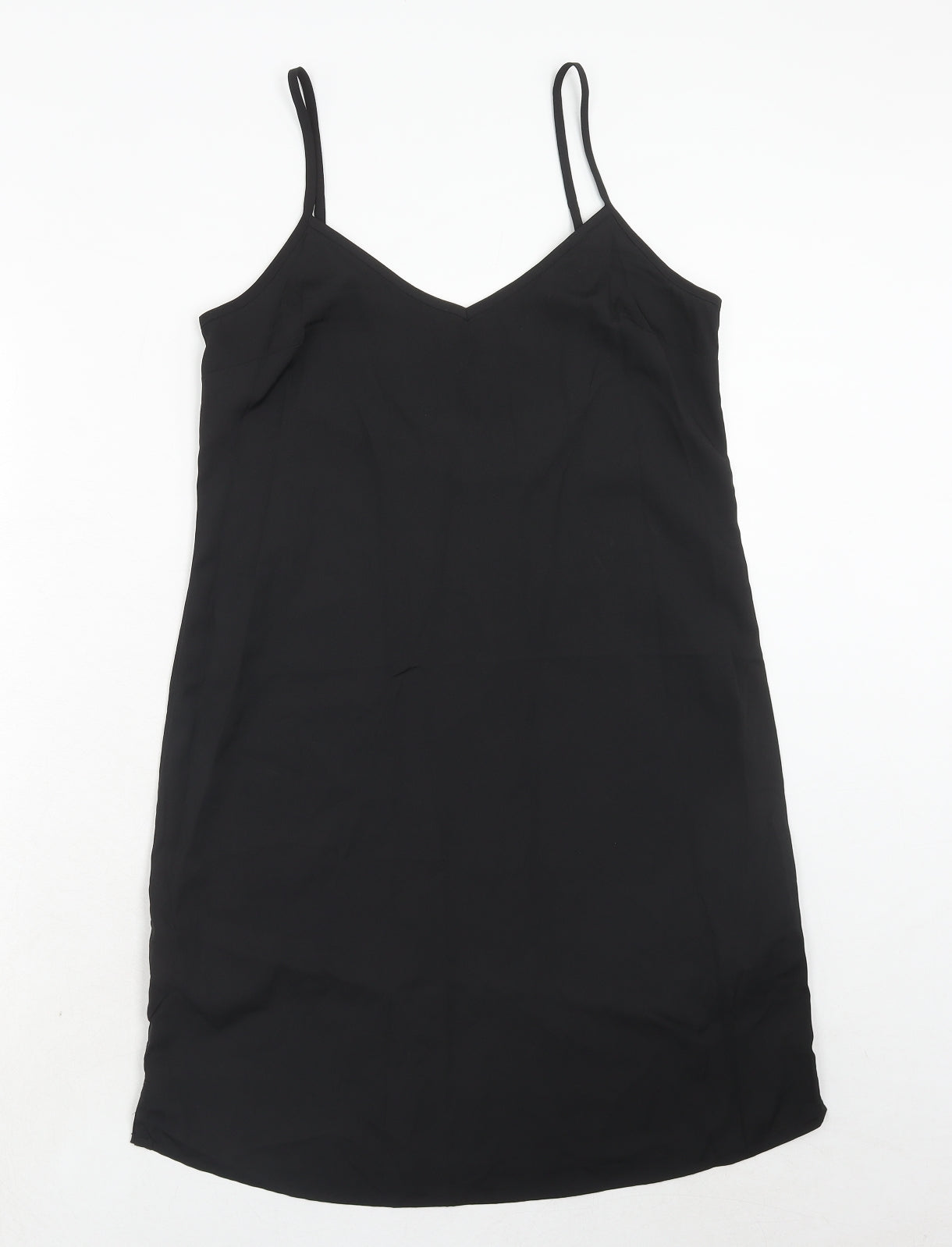 Marks and Spencer Womens Black Polyester Tank Dress Size 8 V-Neck Pullover