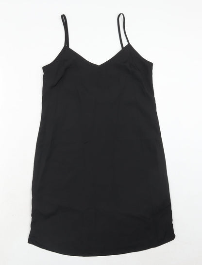 Marks and Spencer Womens Black Polyester Tank Dress Size 8 V-Neck Pullover