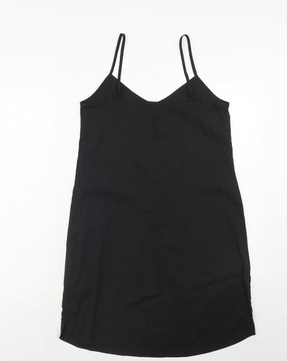Marks and Spencer Womens Black Polyester Tank Dress Size 8 V-Neck Pullover