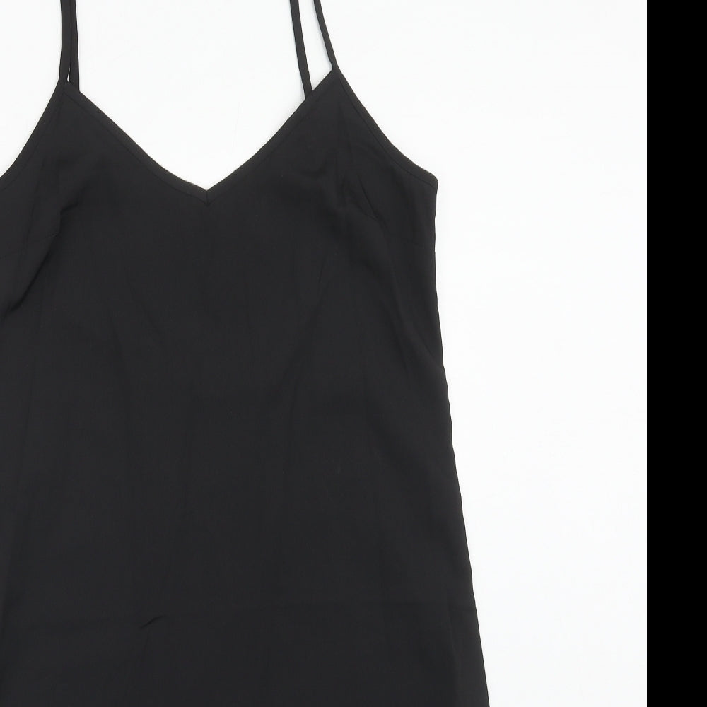 Marks and Spencer Womens Black Polyester Tank Dress Size 8 V-Neck Pullover
