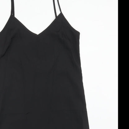 Marks and Spencer Womens Black Polyester Tank Dress Size 8 V-Neck Pullover