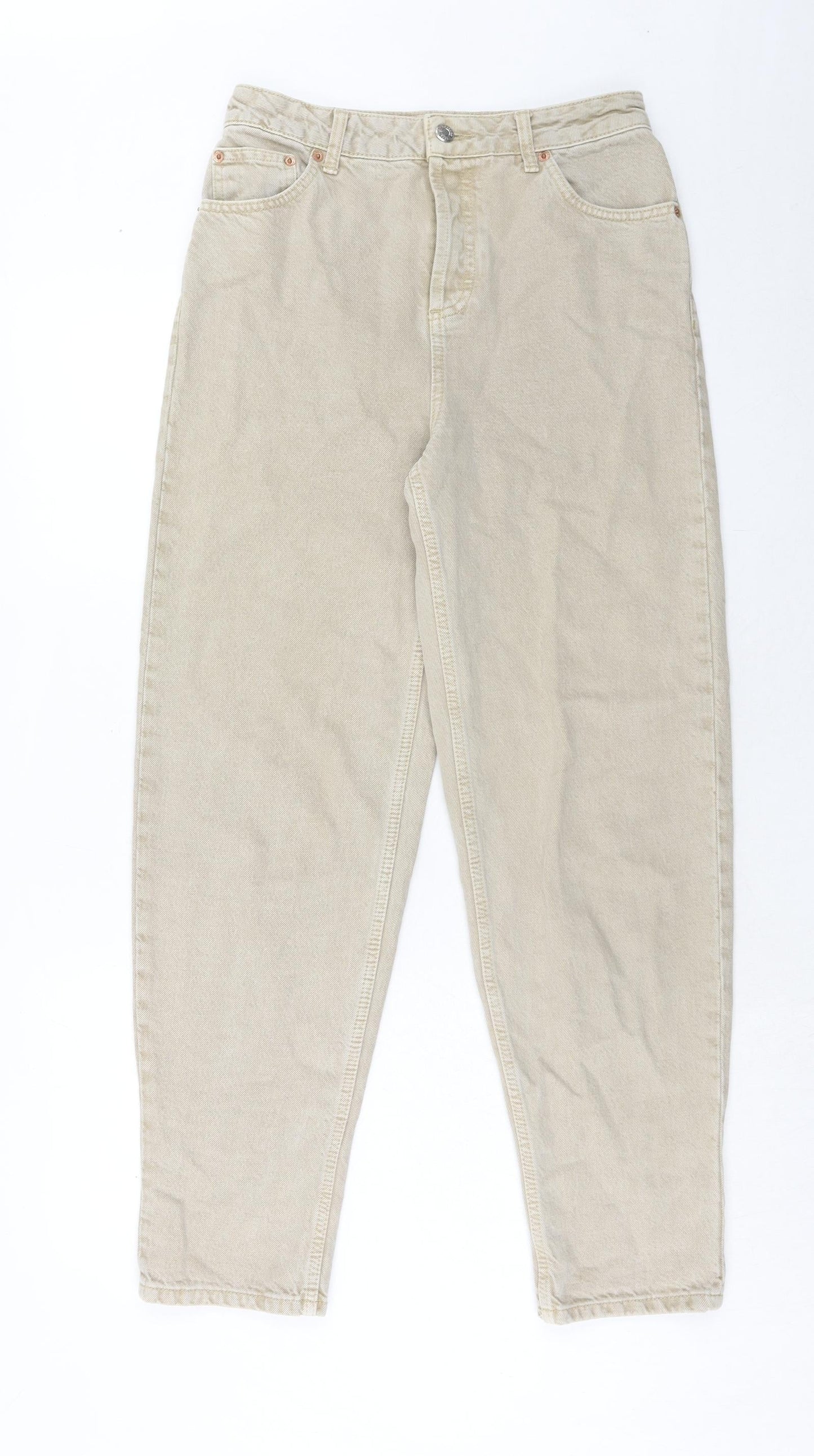 Topshop Womens Beige Cotton Boyfriend Jeans Size 26 in L32 in Regular Button