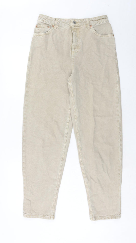 Topshop Womens Beige Cotton Boyfriend Jeans Size 26 in L32 in Regular Button