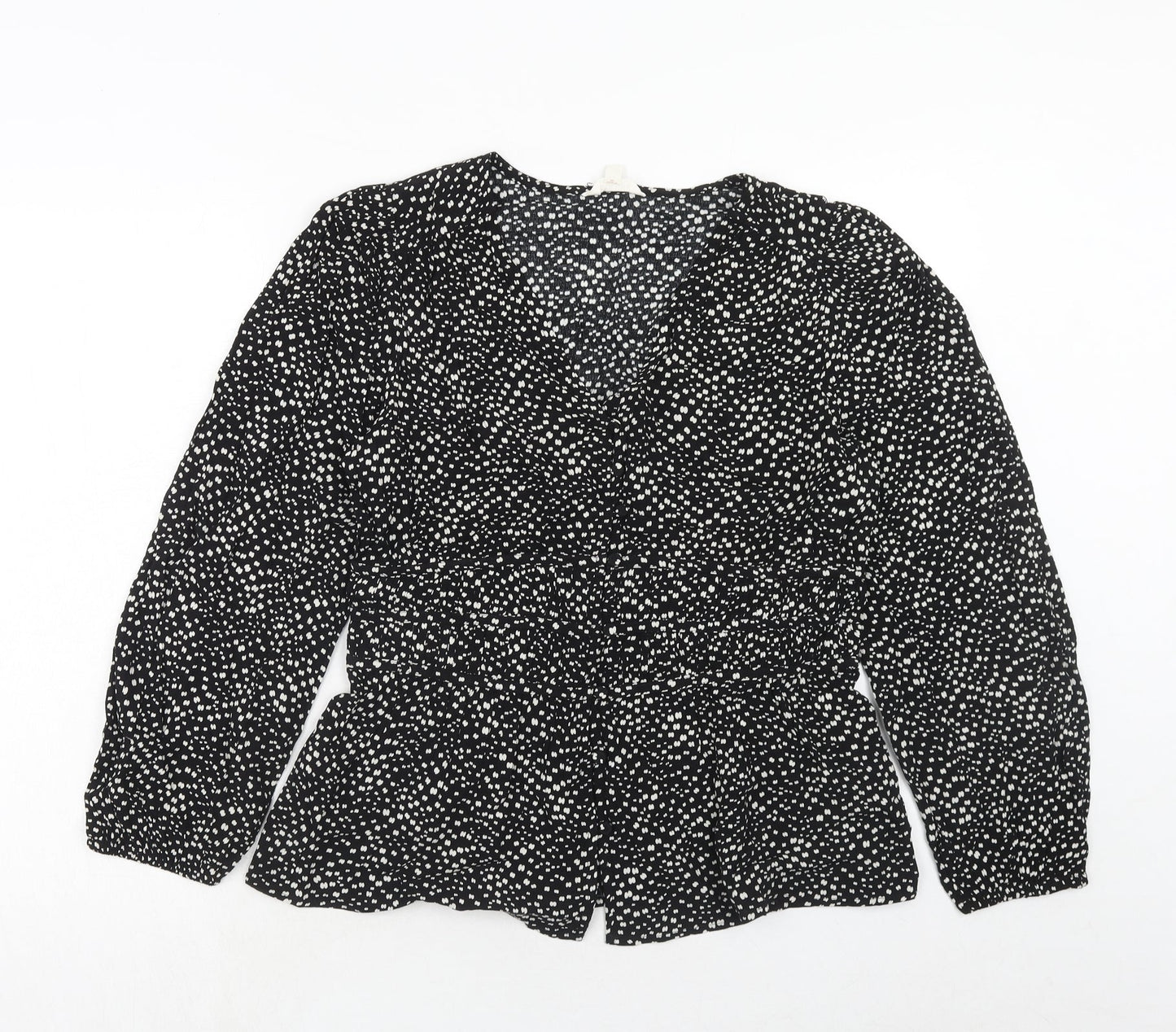 Womens UK Size 12 Per Una Black Basic Button-Up
