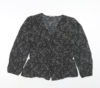 Womens UK Size 12 Per Una Black Basic Button-Up