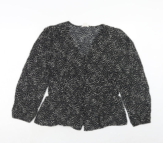 Womens UK Size 12 Per Una Black Basic Button-Up