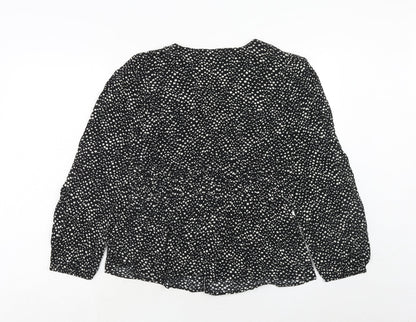 Womens UK Size 12 Per Una Black Basic Button-Up