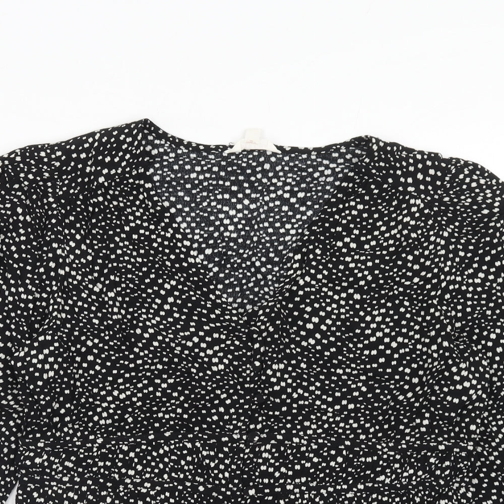 Womens UK Size 12 Per Una Black Basic Button-Up