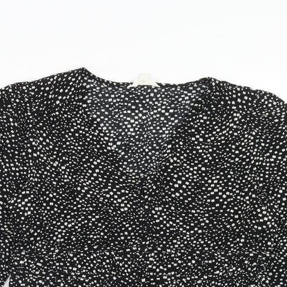 Womens UK Size 12 Per Una Black Basic Button-Up