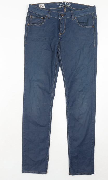 Gsus Sindustries Womens Blue Cotton Straight Jeans Size 14 Regular Zip