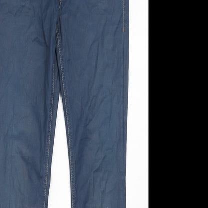 Gsus Sindustries Womens Blue Cotton Straight Jeans Size 14 Regular Zip