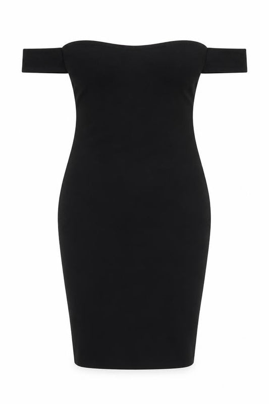 Boohoo Womens Black Polyester Bodycon Size 10 Off the Shoulder Pullover