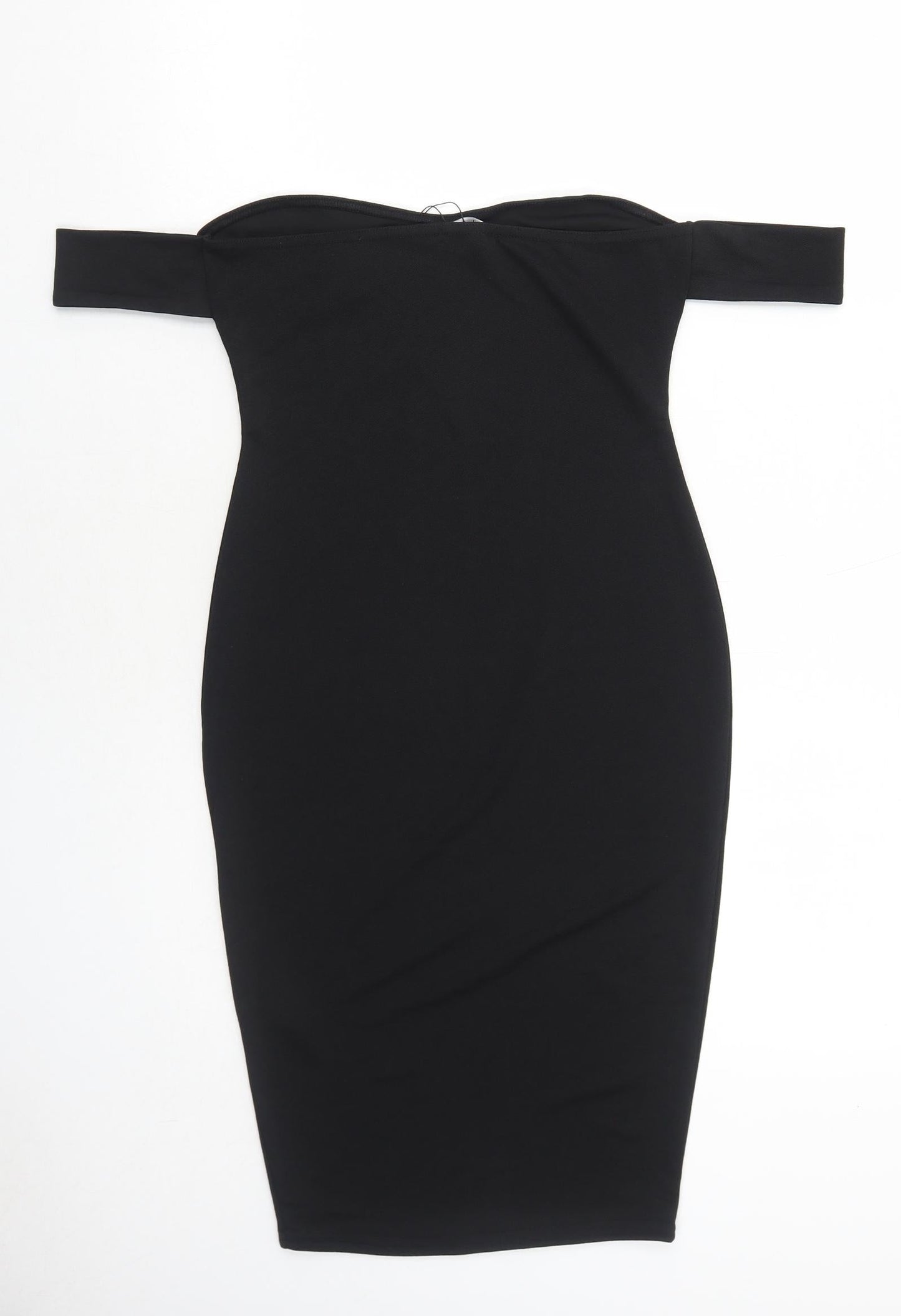 Boohoo Womens Black Polyester Bodycon Size 10 Off the Shoulder Pullover