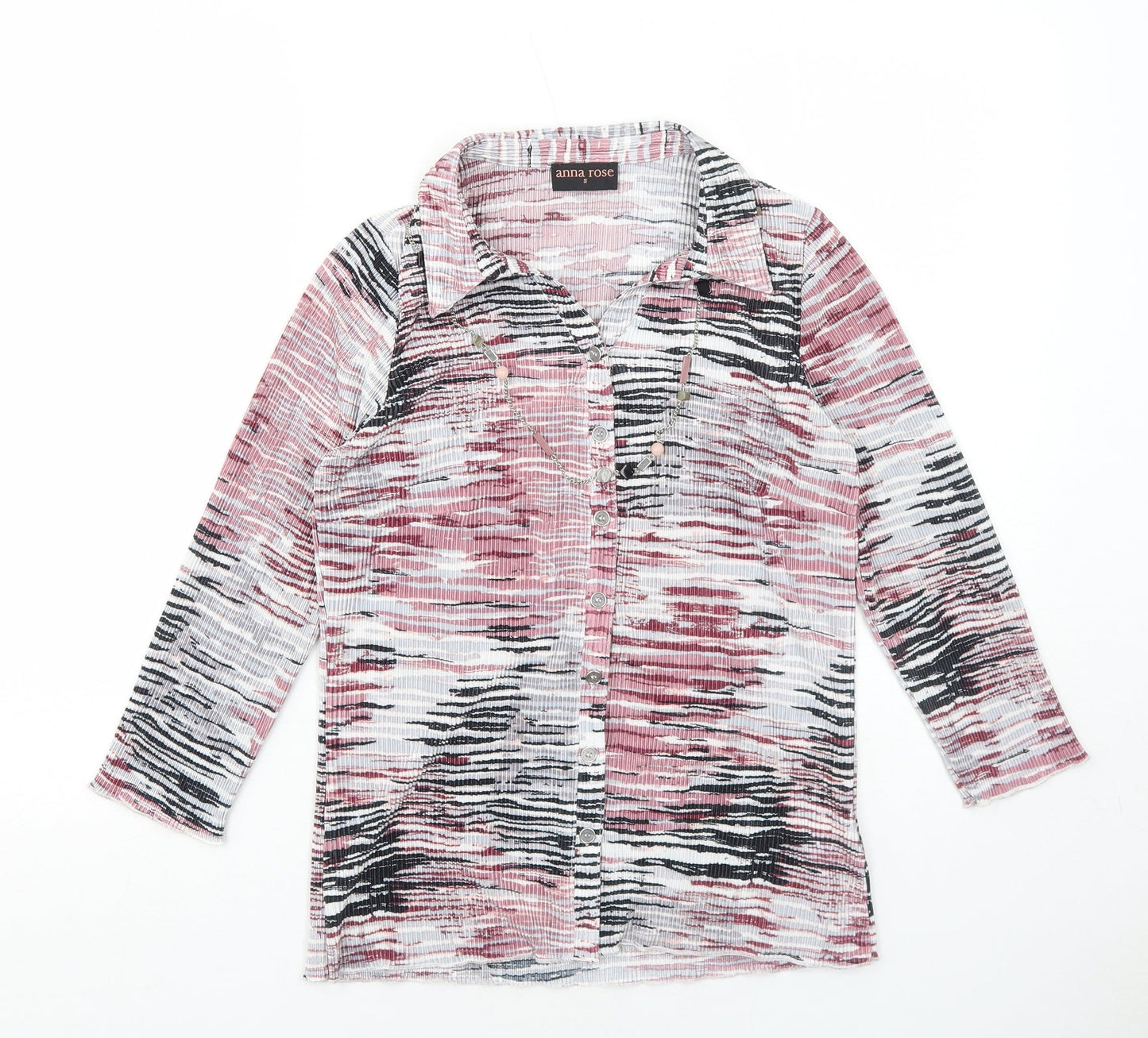 Womens UK Size S Anna Rose Pink Basic Button-Up