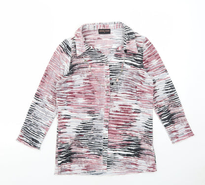 Womens UK Size S Anna Rose Pink Basic Button-Up