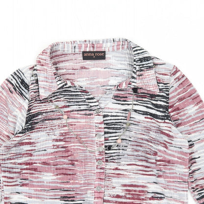 Womens UK Size S Anna Rose Pink Basic Button-Up