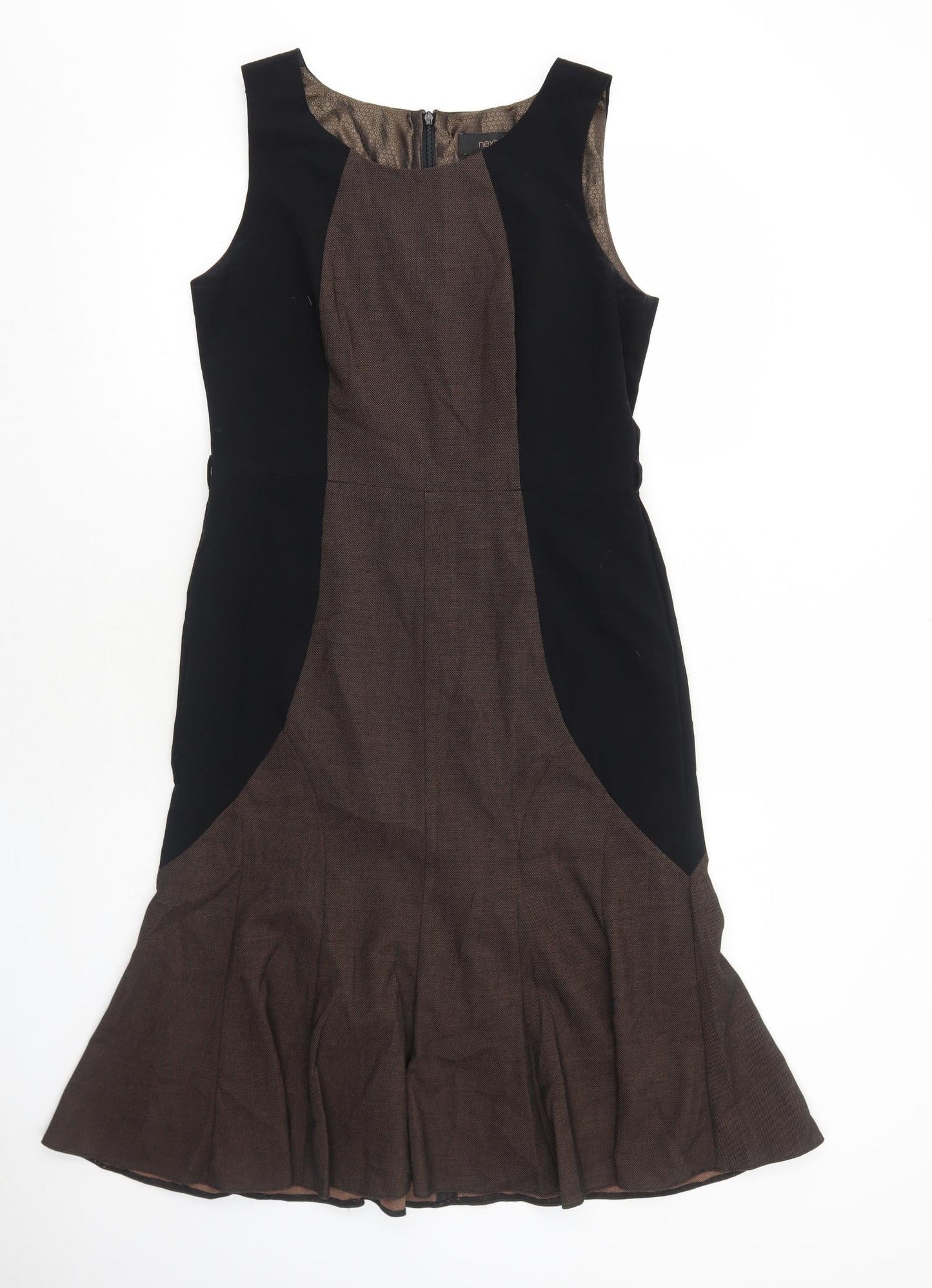 NEXT Womens Black Colourblock Polyester Trapeze & Swing Size 12 Round Neck Zip