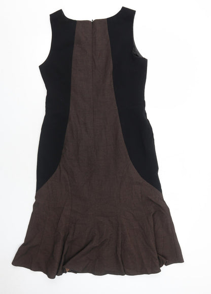 NEXT Womens Black Colourblock Polyester Trapeze & Swing Size 12 Round Neck Zip