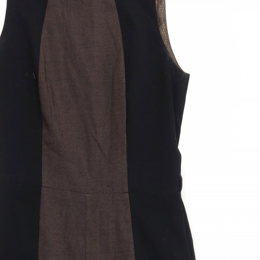 NEXT Womens Black Colourblock Polyester Trapeze & Swing Size 12 Round Neck Zip