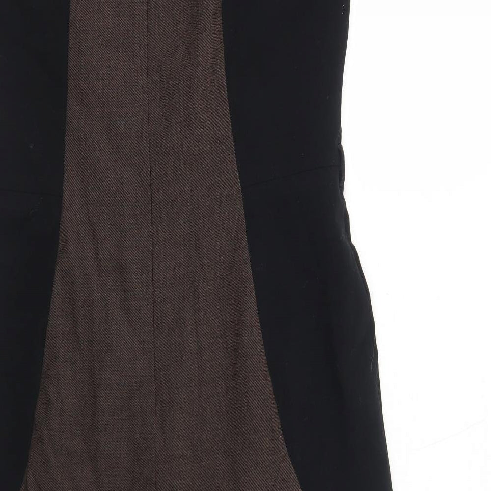 NEXT Womens Black Colourblock Polyester Trapeze & Swing Size 12 Round Neck Zip