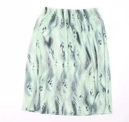 Slimma Womens Green Geometric Polyester Swing Skirt Size 18
