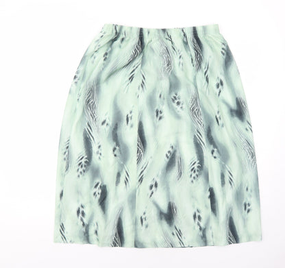 Slimma Womens Green Geometric Polyester Swing Skirt Size 18