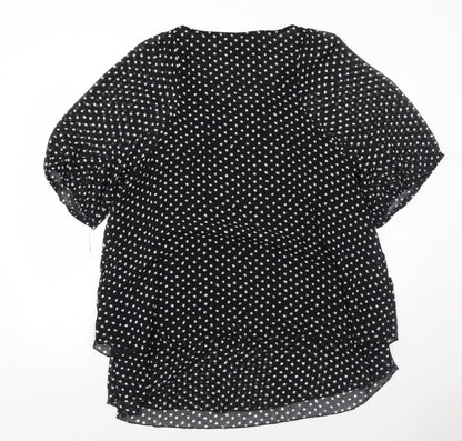 Off the Record Womens Black Geometric Polyester Skater Dress Size 8 Round Neck Pullover