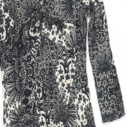 Debenhams Womens Black Geometric Viscose Trapeze & Swing Size 8 Round Neck Pullover