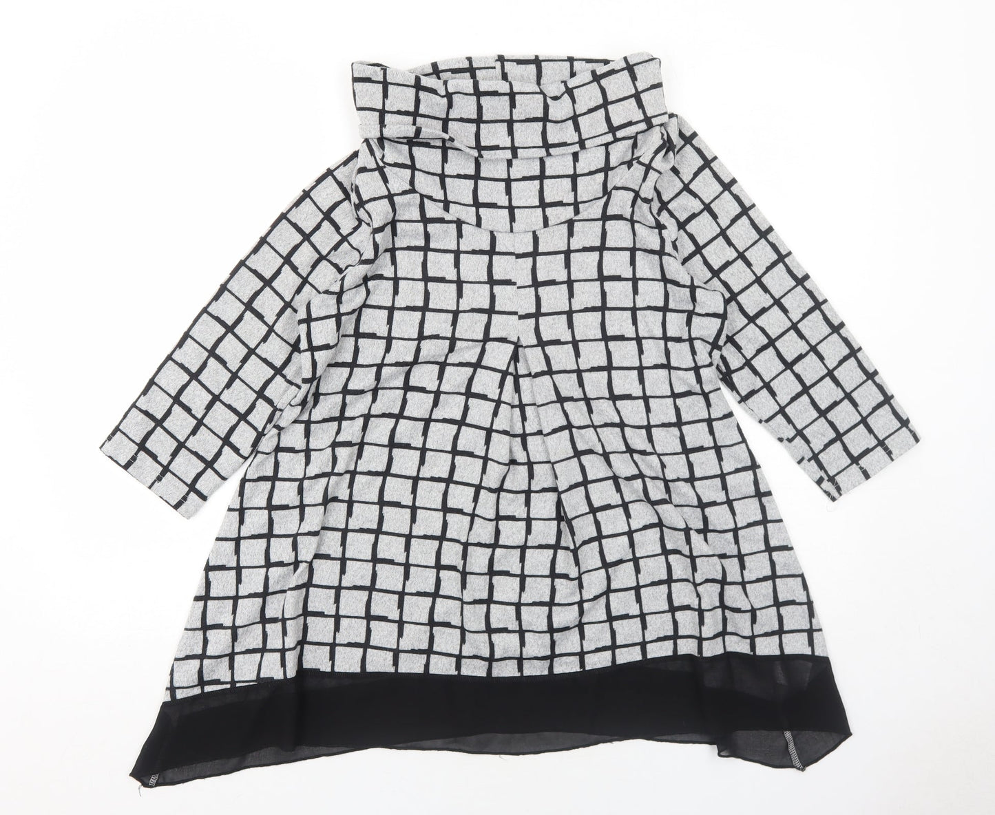 Epilogue Womens Grey Roll Neck Check Polyester Pullover Jumper Size 12