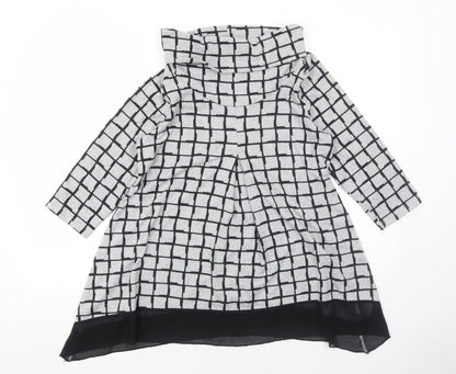 Epilogue Womens Grey Roll Neck Check Polyester Pullover Jumper Size 12