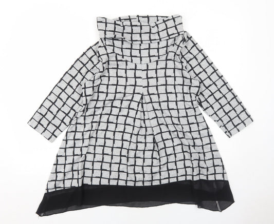 Epilogue Womens Grey Roll Neck Check Polyester Pullover Jumper Size 12