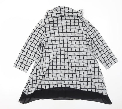 Epilogue Womens Grey Roll Neck Check Polyester Pullover Jumper Size 12