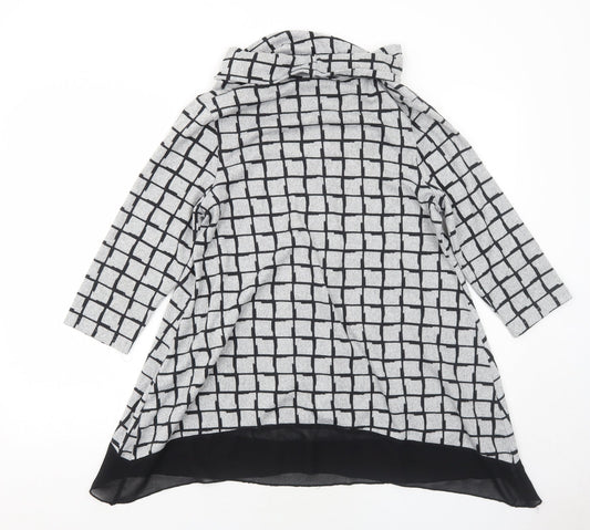 Epilogue Womens Grey Roll Neck Check Polyester Pullover Jumper Size 12