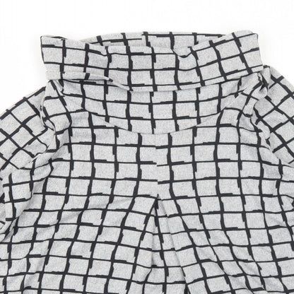 Epilogue Womens Grey Roll Neck Check Polyester Pullover Jumper Size 12