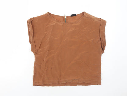 Womens UK Size 8 Topshop Brown Basic Blouse