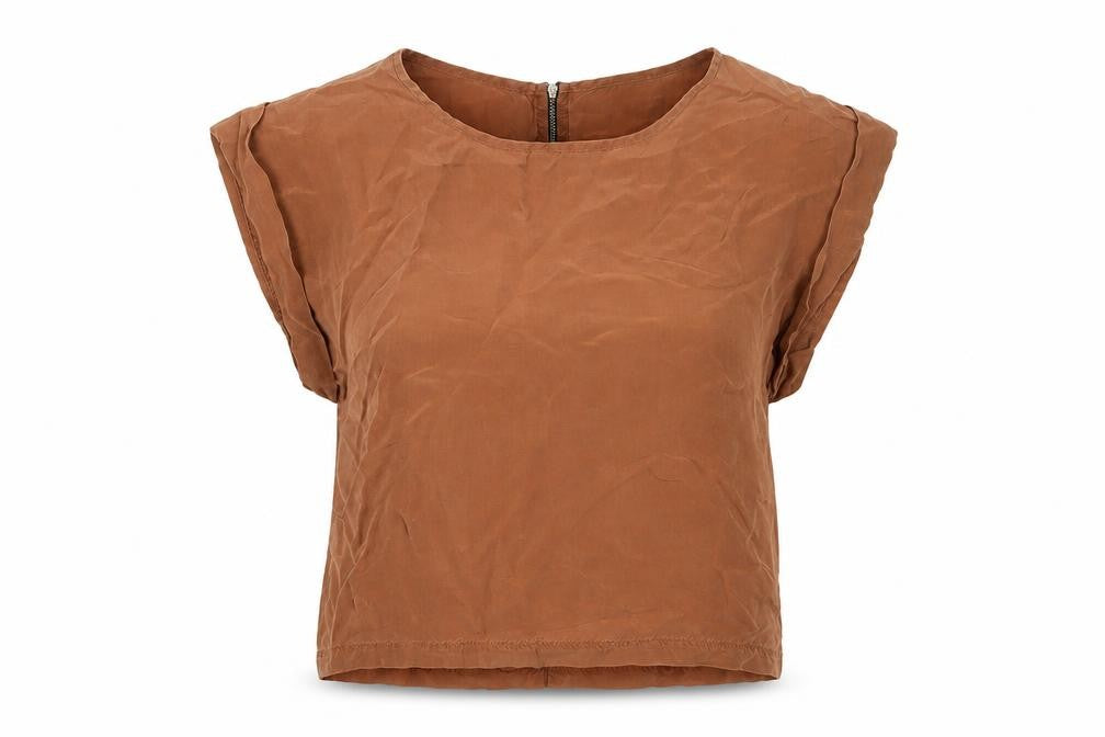 Womens UK Size 8 Topshop Brown Basic Blouse