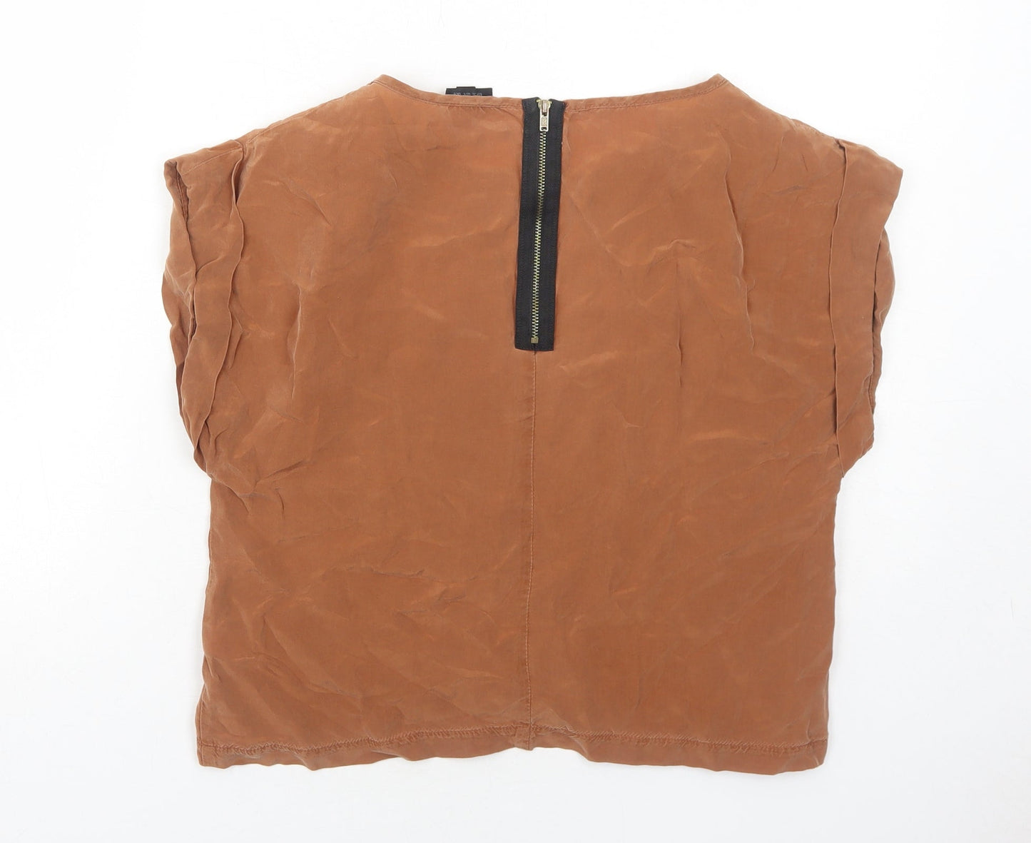 Womens UK Size 8 Topshop Brown Basic Blouse