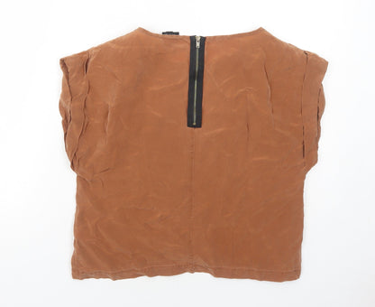 Womens UK Size 8 Topshop Brown Basic Blouse