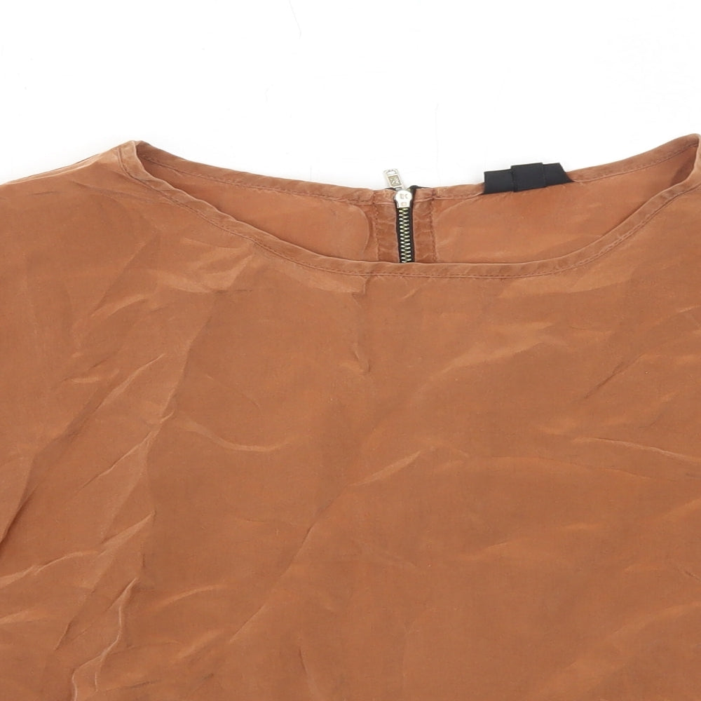 Womens UK Size 8 Topshop Brown Basic Blouse
