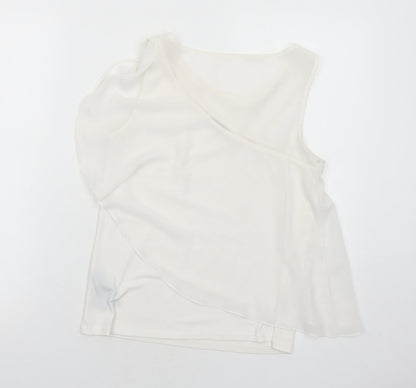 Oasis Womens White Polyester Basic Tank Size 8 Round Neck