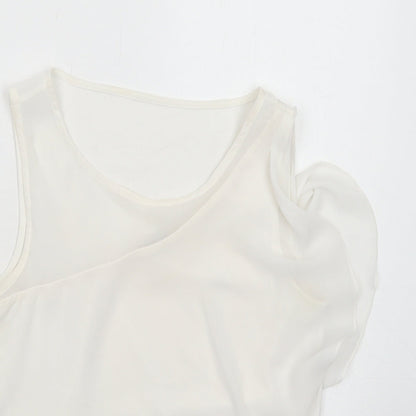 Oasis Womens White Polyester Basic Tank Size 8 Round Neck